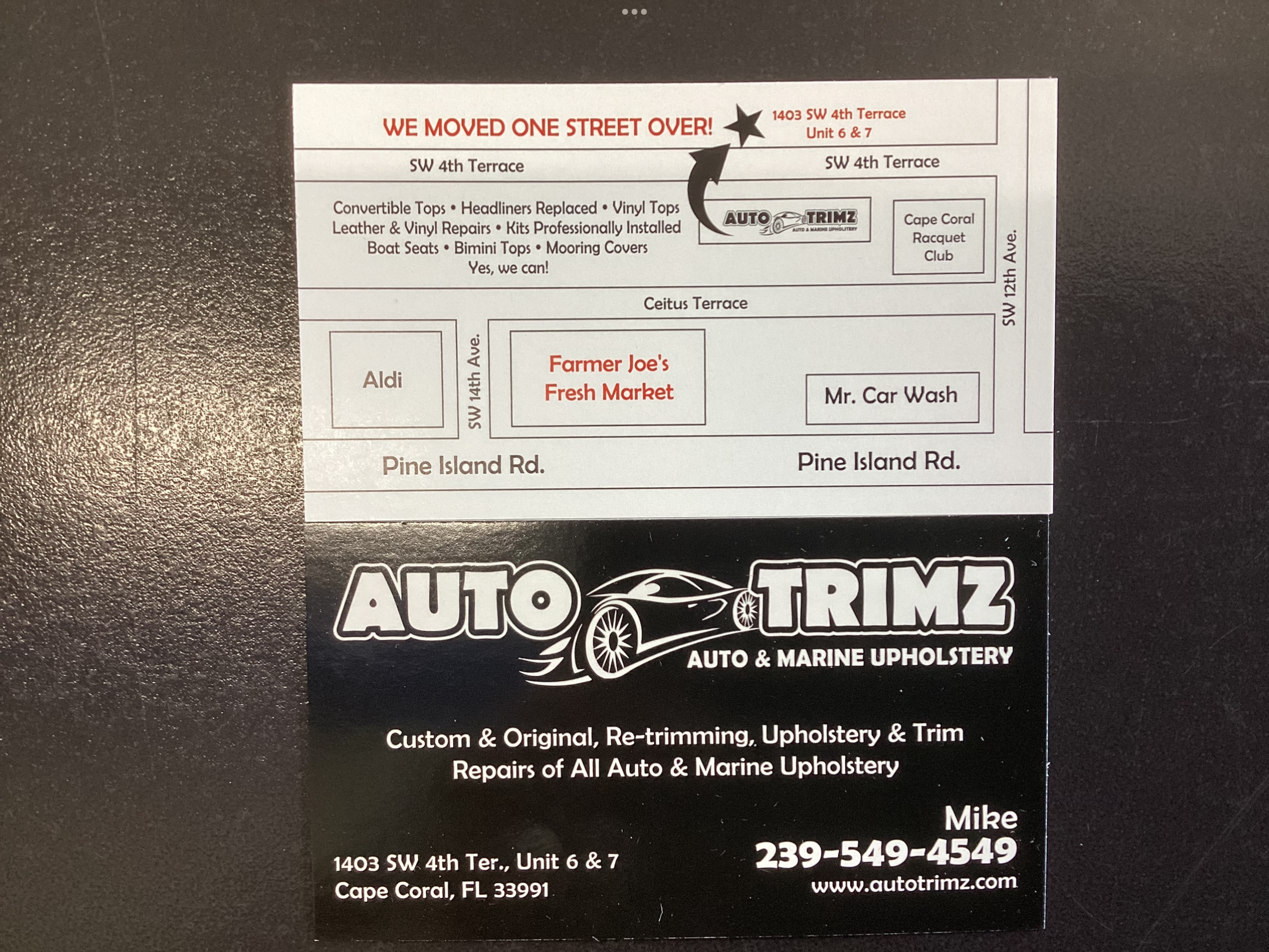 Flyer Of The Auto Trimz Company